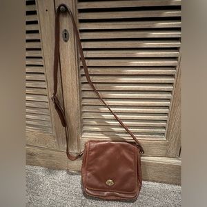 VINTAGE Etienne Agnier brown leather crossbody purse